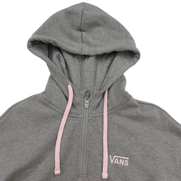 Vans Vine Half Zip Crop Hoodie Womens Medium Long Sleeve Embroidered Logo Cozy - Picture 3 of 11